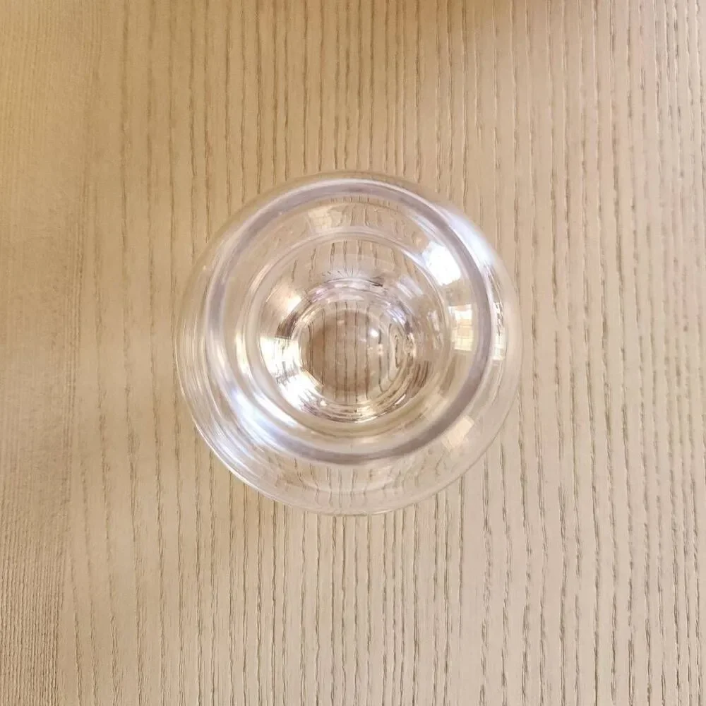 Clear mini glass vase round tulip top flare 5 in